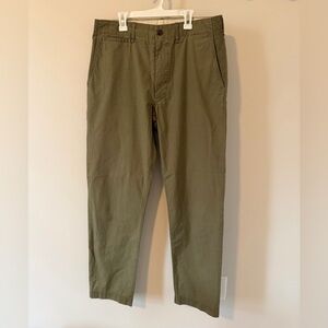 Buck Mason Men’s Chino Twill Pants Green Size 32 Zipper Fly
